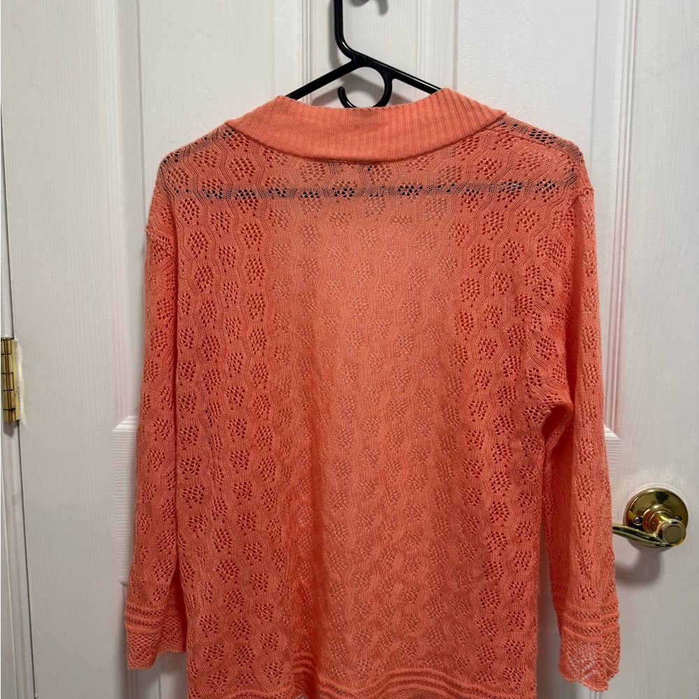 Chic Open-Front Coral Cardigan - Picture 2 of 6